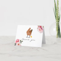 Mamãe Hen Pintinho Rosa Floral Obrigado