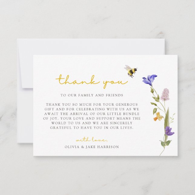 Cartão De Agradecimento Mamãe para Bee Wildflower (Frente)