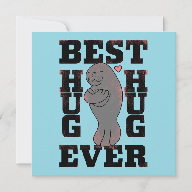 Cartão De Agradecimento Manateio - Melhor Hug Nunca - Hug - Design ASL (Frente)