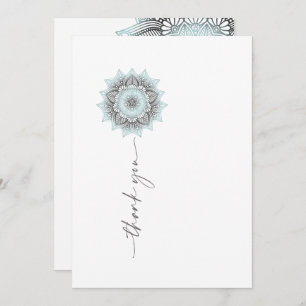 Cartão De Agradecimento Mandala Lace Wedding Obrigado Tenente Blue ID968