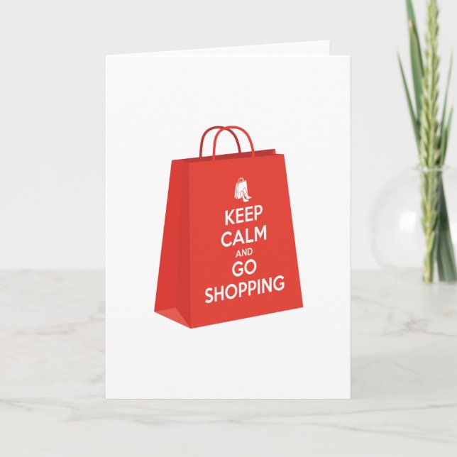 Cartão De Agradecimento Mantenha a calma e vá Comprar (saco2) (Frente)