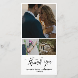 Cartão De Agradecimento Manuscrito Whimsical Obrigado Casamento Três