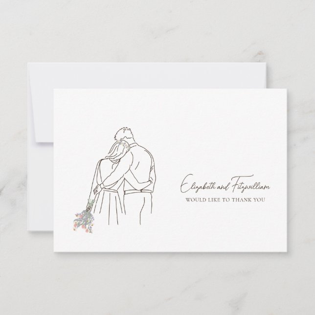 Cartão De Agradecimento Mão de Arte Mínima em Flores Mão (Frente)