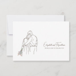 Cartão De Agradecimento Mão de Arte Mínima em Flores Mão