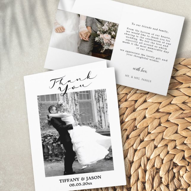 Cartão De Agradecimento Mão de Foto Negra 2 Elegante Simples Moderno (Criador carregado)