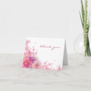 Cartão De Agradecimento Mão de Obrigado Script Aquarela Flores Elegantes