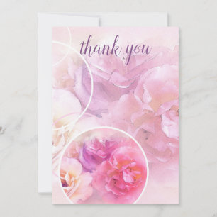 Cartão De Agradecimento Mão de Obrigado Script Rosas Elegantes em Aquarela