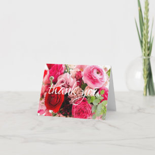 Cartão De Agradecimento Mão de Obrigado Script Rosas Flores Aquarela