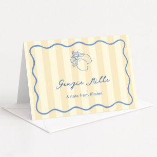 Cartão De Agradecimento Mão Desenhada Ciao Miss Amarelo e Chá de panela Az