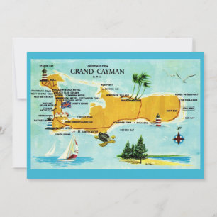 Cartão De Agradecimento Mapa Antigo de Grand Cayman 5x7