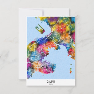Cartão De Agradecimento Mapa da Cidade da China Dalian