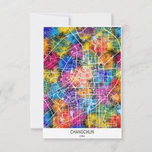 Cartão De Agradecimento Mapa da Cidade da China de Changchun