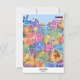 Cartão De Agradecimento Mapa da Cidade da Indonésia em Jacarta