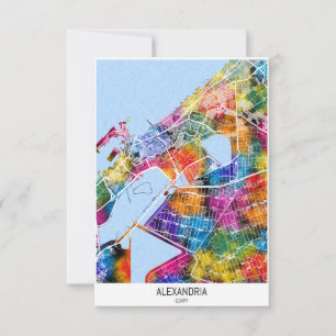 Cartão De Agradecimento Mapa da Cidade de Alexandria Egito
