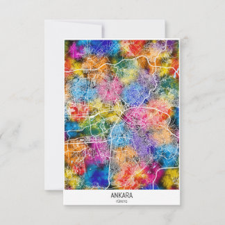 Cartão De Agradecimento Mapa da Cidade de Ankara Türkiye
