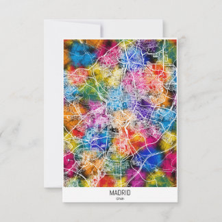 Cartão De Agradecimento Mapa da cidade de Espanha de Madrid