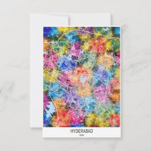 Cartão De Agradecimento Mapa da Cidade de Hyderabad na Índia