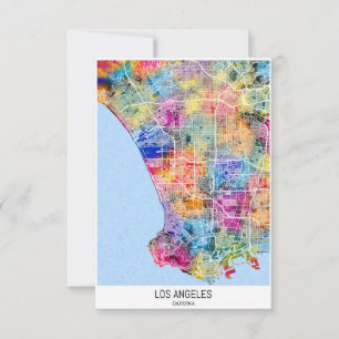 Cartão De Agradecimento Mapa da Cidade de Los Angeles California