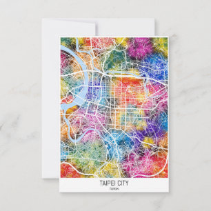 Cartão De Agradecimento Mapa da Cidade de Taiwan em Taipei