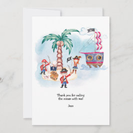 Cartão De Agradecimento Mapa de Caça ao Tesouro Piratas Aniversário de Men