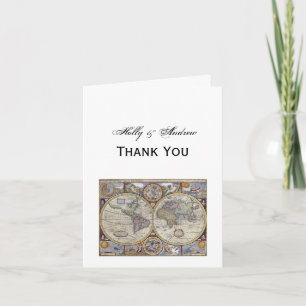 Cartão De Agradecimento Mapa Mundial Antiquado nº 3