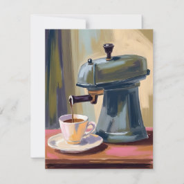 Cartão De Agradecimento Máquina de Café Antiga Latte Aquarela