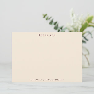 Cartão De Agradecimento Máquina de Escrever Personalizada Casamento Minima
