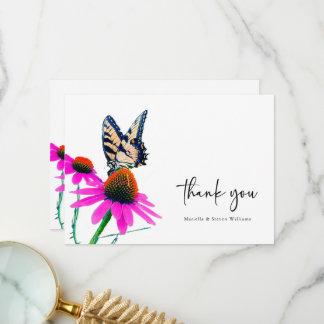 Cartão De Agradecimento Maravilha selvagem com casamento com borboletas