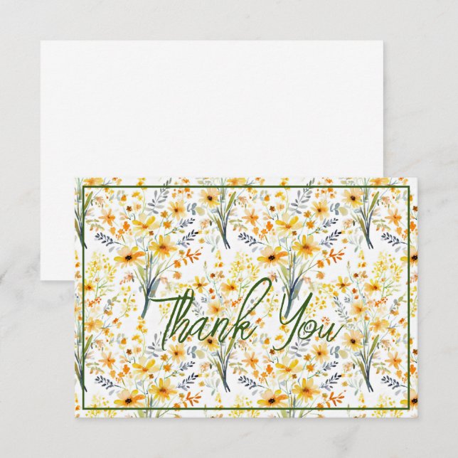 Cartão De Agradecimento Maravilhas primavera amarelas adoráveis (Frente/Verso)