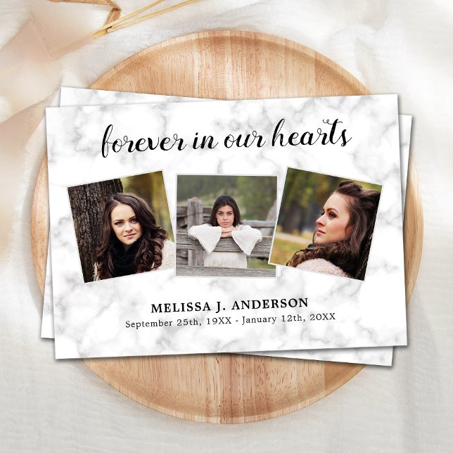 Cartão De Agradecimento Marble Forever In Our Hearts Sympathy Funeral (Criador carregado)
