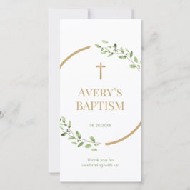 Cartão De Agradecimento Marca de Água Dourada cruz Baptism