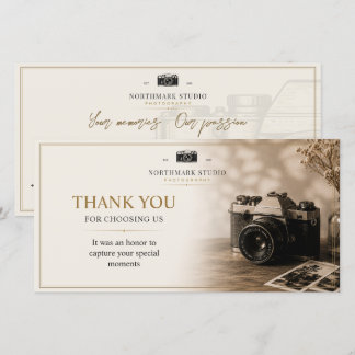 Cartão De Agradecimento Marca de Fotografia Vintage | Estúdio Elegante