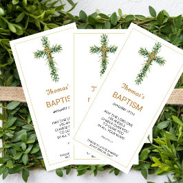 Cartão De Agradecimento Marcador de Livro de Batismo com Verde Eucalipto