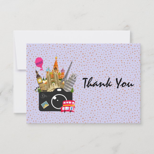 Cartão De Agradecimento Marco europeu com câmera Obrigado (Frente)