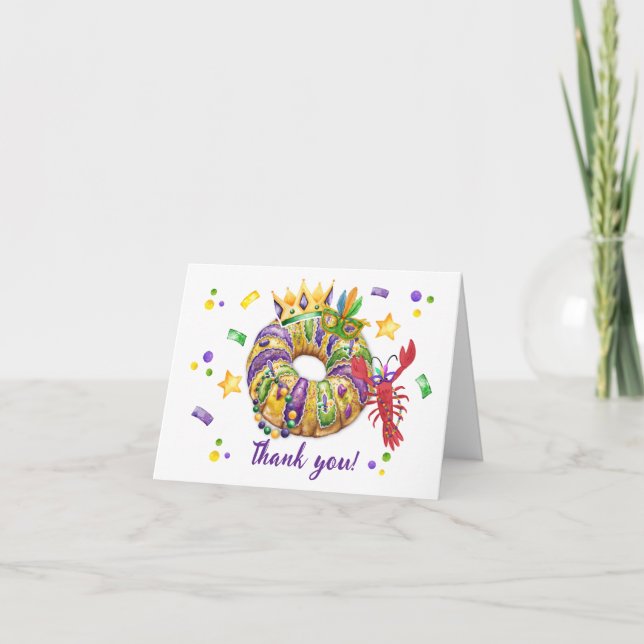 Cartão De Agradecimento Mardi Grass King Boy Folded Thank You Card (Frente)