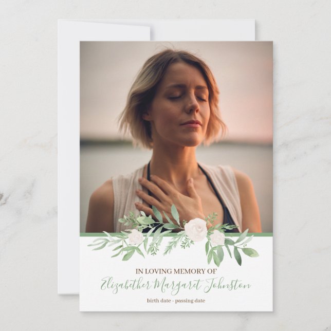 Cartão De Agradecimento Marfim elegante floral em funeral Loving da (Frente)