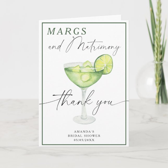 Cartão De Agradecimento Margarita Aquarela Obrigada Chá de noiva  (Frente)