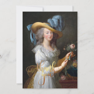 Cartão De Agradecimento Marie Antoinette com uma rosa Obrigado