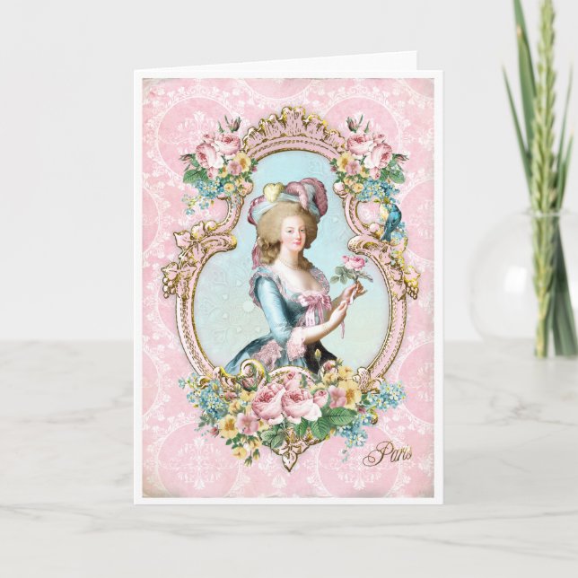 Cartão De Agradecimento Marie Antoinette French Paris rose portrait カード (Frente)