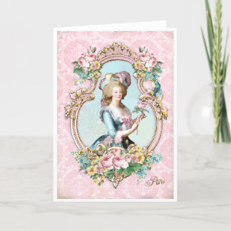 Cartão De Agradecimento Marie Antoinette French Paris rose portrait カード