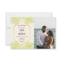Marigold Flowers Frame Weding Date Card