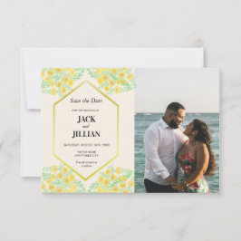 Cartão De Agradecimento Marigold Flowers Frame Weding Date Card