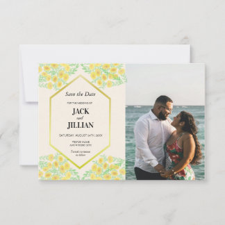 Cartão De Agradecimento Marigold Flowers Frame Weding Date Card