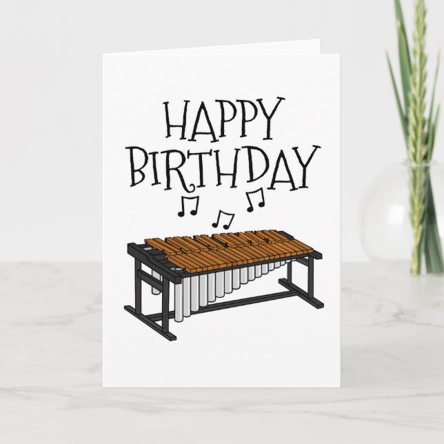 Cartão De Agradecimento Marimba Birthday Card Percussionista Musical (Frente)