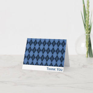 Cartão De Agradecimento Marinho Azul Argyle Obrigado Nota