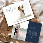 Cartão De Agradecimento Marinho Azul Casamento Obrigado Foto Minimalista<br><div class="desc">Nosso Casamento Minimalista Obrigado A Carta Simples Foto é o epítome da elegância e gratidão. Com uma design e um espaço limpos e subestimados para a sua foto favorita de casamento, é a maneira perfeita de expressar seus obrigados a entes queridos. Personalize com a sua mensagem e envie um sinal...</div>