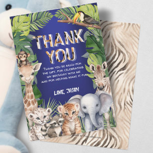 Cartão De Agradecimento Marinho Azul Selvagem Selvagem Um primeiro anivers