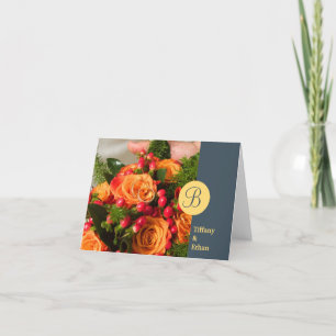 Cartão De Agradecimento Marinho banda personalizado fotografia monograma o