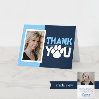 Cartão De Agradecimento Marinho & Bebê Blue Paw Graduação Folha Foto