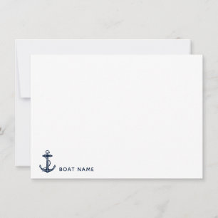 Cartão De Agradecimento Marinho Blue Anchor Boat Name Náutico Personalizad